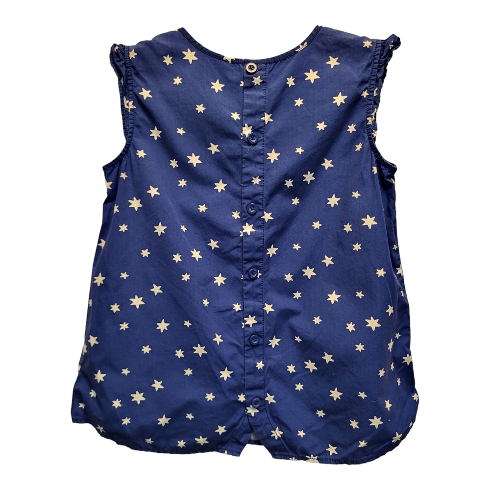 Hanna Andersson Kids Blue and White Starry Blouse w/ Ruffled Sleeves - Size 10 - Picture 2 of 4